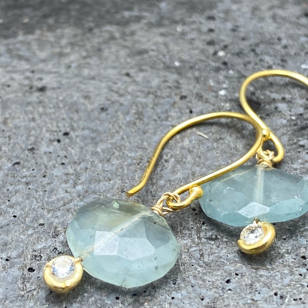 Moss Aquamarine Earrings blue gray gemstone  Matana Artisan Jewelry - Picture 6 of 7